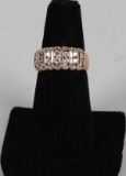 10K Gold Ring with CZ accents, Marked China UTC, Sz. 8