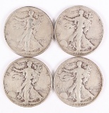 4 Walking Liberty Silver Half Dollars