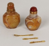 Pair of Chinese Agate Snuff Bottles