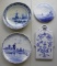 Delft Blue Colored Wind Mill Plates, Trivet & More