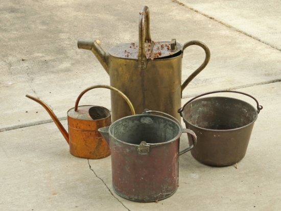 Watering Pots & Copper Bucket