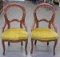 Vintage Upholstered Chairs w/ Carved Details