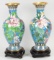 Pair of Jingfa Cloisonne Vases, Blue w/Flowers