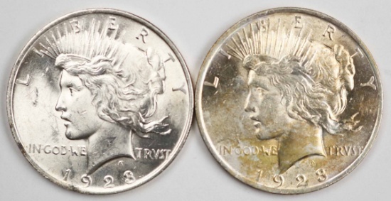 2 - 1923-P Peace Silver Dollars