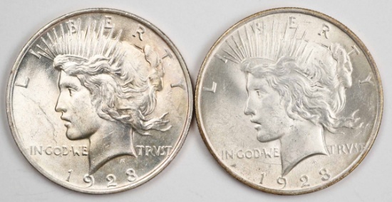 2 - 1923-P Peace Silver Dollars