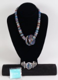 Jay King .925 DTR Rainbow Calsilica Multi Color Necklace & Bracelet