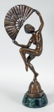 Art Deco Bronze Sculpture - Nude Fan Dancer
