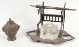 2 Antique Metal Ink Wells