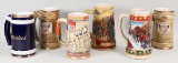 6 Collectible Beer Steins, Budweiser, Olympic, US Commemorative, etc.