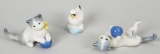 Early Miniature Wade Cats w/Blue Ball (1930's) & Duck Porcelain Figurines
