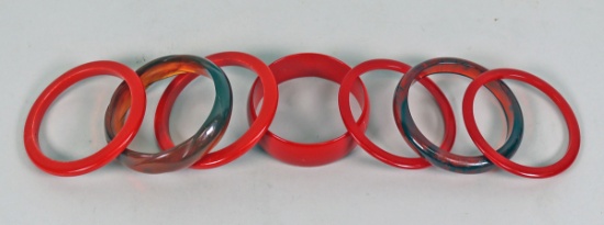 Bakelite Bangle Bracelets: Red & Rootbeer Colored