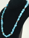 Jay King Desert Rose Trading Turquoise & Sterling Bead Necklace