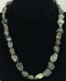 Green Chunky Gemstone Necklace w/14K Clasp