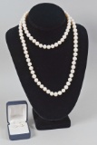 Pearl Necklace & Earrings w/14K Clasp