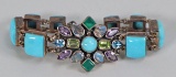 Butler Turquoise & Bead Bracelet, Marked NB .925 India