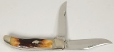 KA-BAR Dog Head Stag Handled Folding Knife