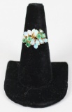 14K Ring w/Opal & Green Gemstones, Sz. 8.5 - 3.6 Grams