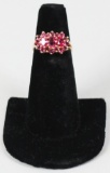 14K Ring w/Dark Pink Colored Stones, Sz. 6.5 - 3.5 Grams