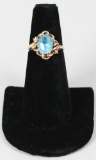 14K Ring w/ Blue Gemstone, Sz. 6.75 - 3.9 Grams