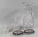 Charity Item: Crystal Pitcher, Sugar & Cream, Coasters