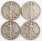 4 Walking Liberty Half Dollars