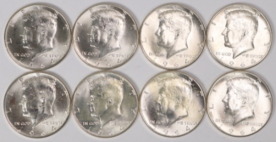 8 1964-P Kennedy Half Dollars (90% Silver)