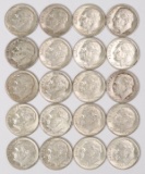 20 Roosevelt Silver Dimes, various dates/mints