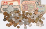 Bag of Foreign Coins & Currency