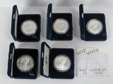 5 American Silver Eagle 1 Troy Ounce Coins