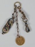 1861 $1 US Gold Coin on Gold Colored Pocket Watch Fob