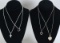 4 Sterling/925 Necklaces with 3 Hearts & 1 Cross Pendants
