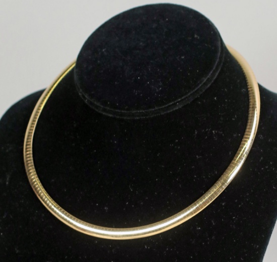 14k Gold Omega Style Necklace, 32.4 Grams