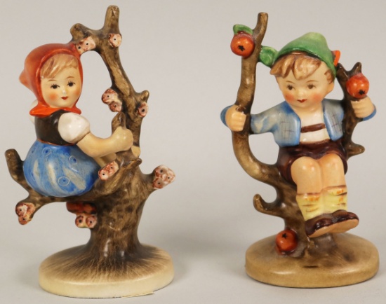 Pair of Vintage Goebel Hummels "Apple Tree Girl & Boy "Figurines, 141 & 142