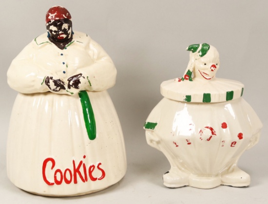 2 Old McCoy Cookie Jars "Aunt Jemima & Clown"