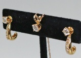 14k Gold Diamond Earrings, Pendant & Chain, 4.8 Grams