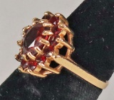 Vintage 14k Ring w/ Garnet Colored Stones, Sz. 6.5, 4.6 Grams