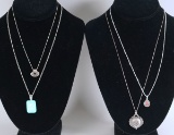 4 Sterling Necklaces with Pendants