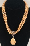 Jay King Southwest Style Brown Stone 2 Strand Necklace & Pendant