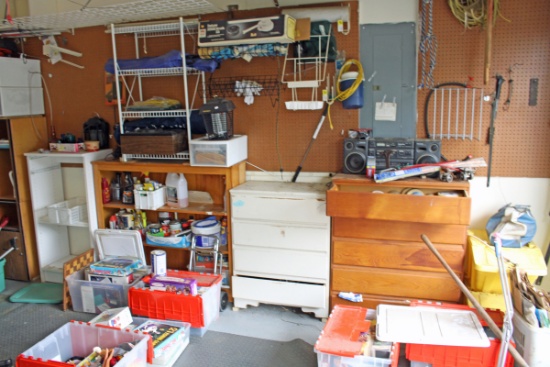 Garage #1: Cabinets, Toys, Vintage Iron - Press Machine, Locker