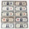 1934D $5 Silver Certificate, 6 $2 Red Seal Notes(2 1928G,3 1953,1953C) &