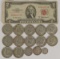 1953A $2 Red Seal Note, 12 JFK Half Dollars (1965-1969) &
