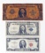 1963 $2 Red Seal Note, 2 $1 Blue Seal Note &