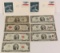 3 1976 $2 Federal Reserve notes with US stamp, &