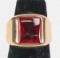 10k Gold Ring w/Red Colored Center Stone; Sz. 5 1/2, 6.3 Grams