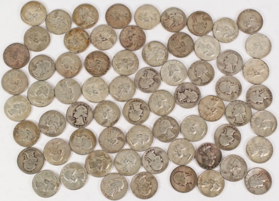 67 +/- Washington Silver Quarters; various dates/mints