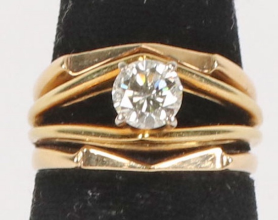 14K Ring w/Diamond, Sz. 4, 5.6 Grams