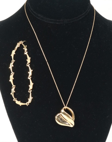 14k Gold Necklace w/14k Heart Pendant &