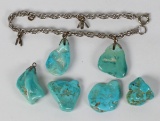 Silver Colored Bracelet w/Turquoise Colored Stones