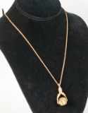 Gold Colored Necklace w/ 3-sided Locket Pendant