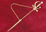 14k Miniature  Sword w/Diamond & Pearls